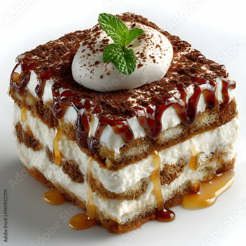 Obraz na płótnie Delicious Tiramisu Recipe Layers of CoffeeSoaked Goodness transparent background w salonie