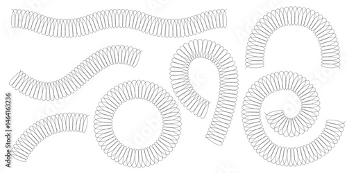 Minimal spring coil spiral icon collection in clean line style great for web graphics digital products seasonal branding educational materials and decorative design projects