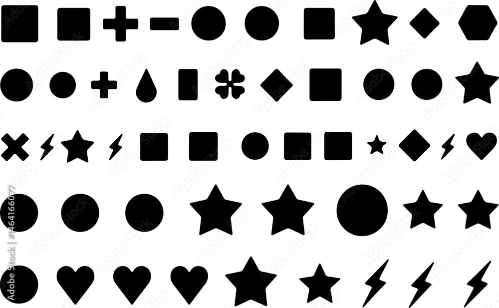 Basic Geometric Shapes Silhouette Set Basic Geometric Shapes Silhouette Set
