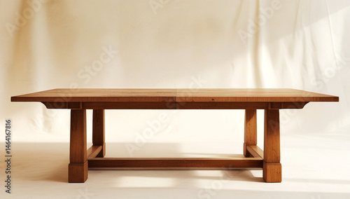 Elegant Extendable Wooden Dining Table Against a Light Background
