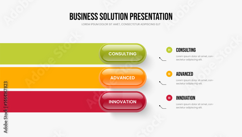 Market Insight Frame Design Vector Illustration. Modern Introduction 3 Element Infographic Slideshow Layout. Enterprise Performance Three Option Diagram Slide Template.