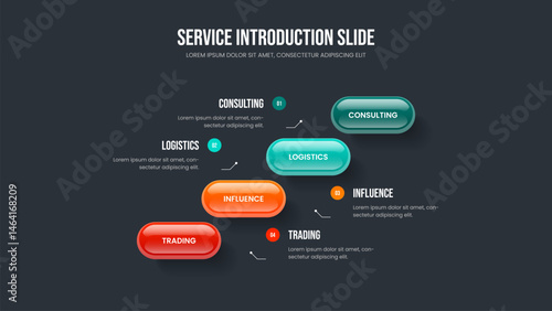 Professional Analysis 4 Step Infographic Frame Template. Company Planning Presentation Layout Vector Illustration. Business Development Four Element Diagram Slide Design.