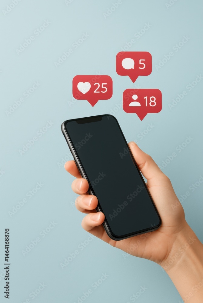 custom made wallpaper toronto digitalEngaging social media interaction hand holding smartphone with notifications modern workspace digital lifestyle close-up view connection