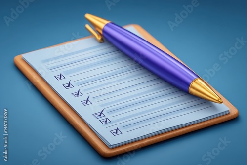 Wallpaper Mural A vibrant checklist pad featuring neatly organized checkboxes and a sleek purple pen evocatively symbolizing productivity and efficient planning for effective task management Torontodigital.ca