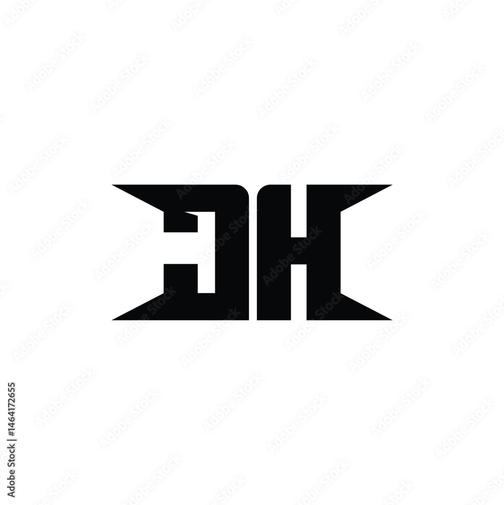 Obraz premium JH monogram logo design letter text name symbol monochrome logotype alphabet character simple logo