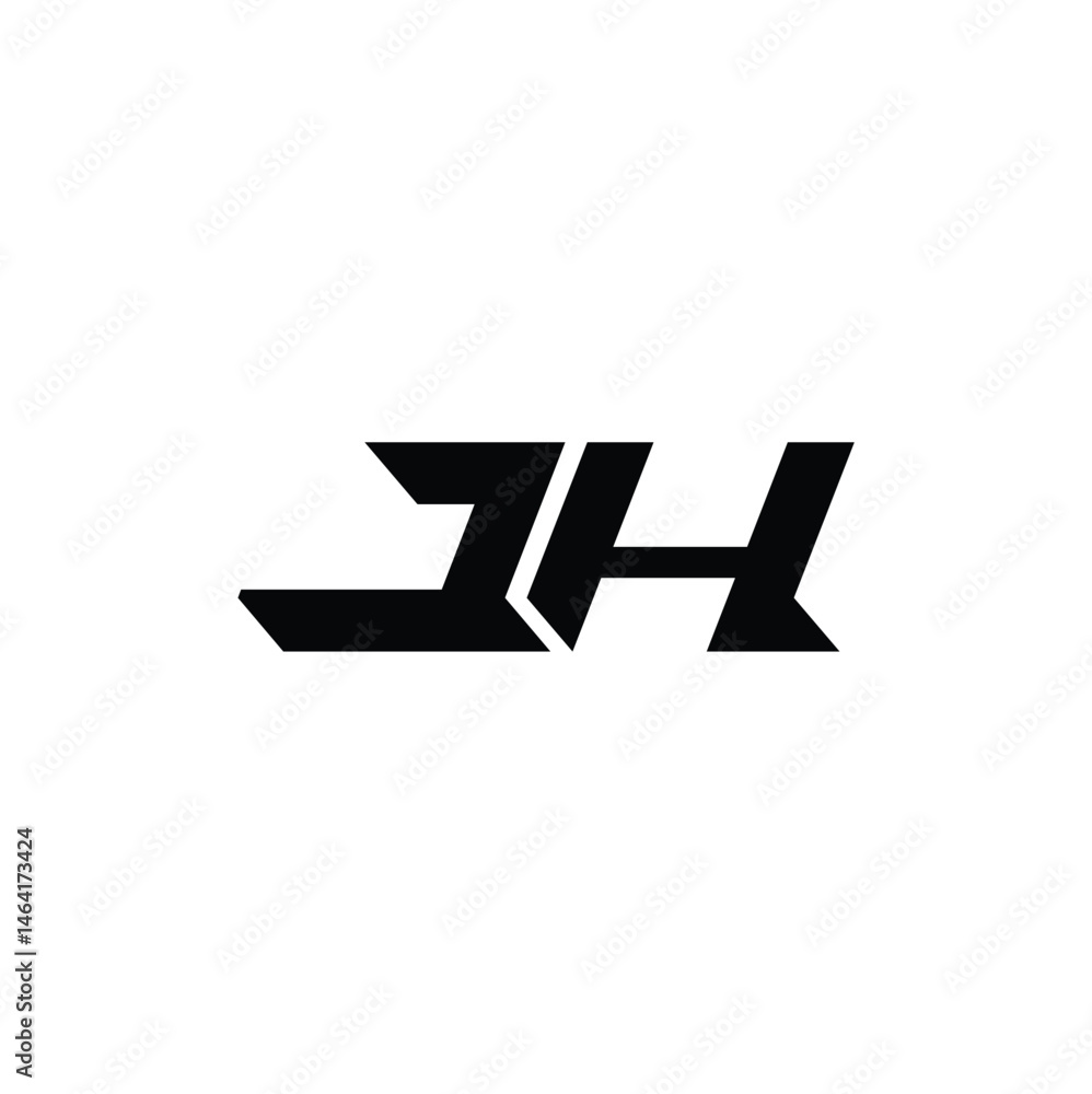 Fototapeta premium JH monogram logo design letter text name symbol monochrome logotype alphabet character simple logo