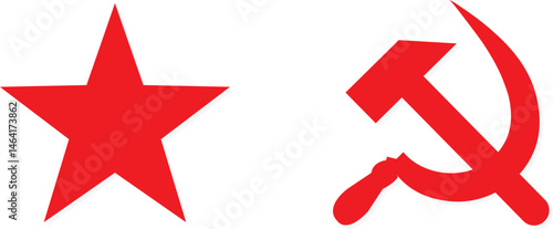 Red Star and Hammer and Sickle Symbol of Communism.