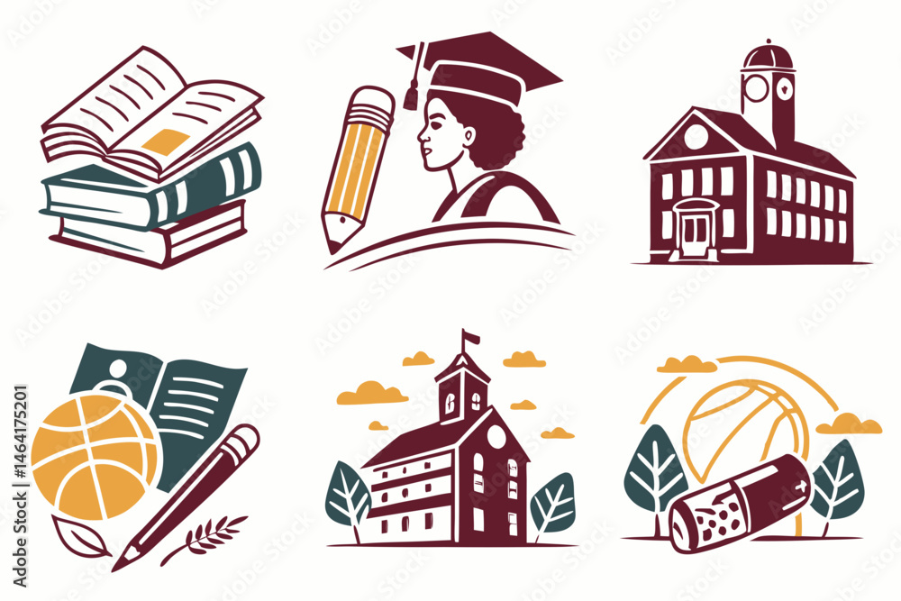 Naklejka premium School silhouette vector illustration