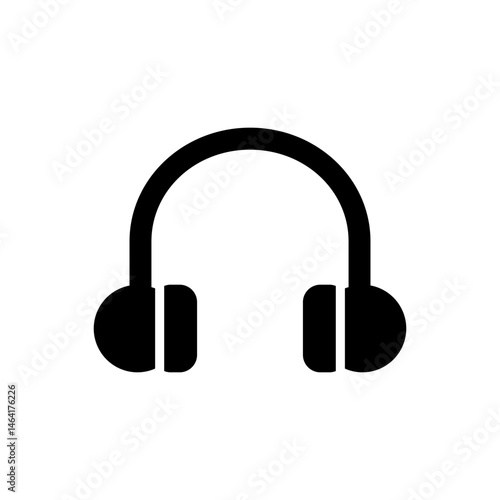 Headphone Icon, Flat Vector Symbol for Audio Device, Communication, and Technology.
