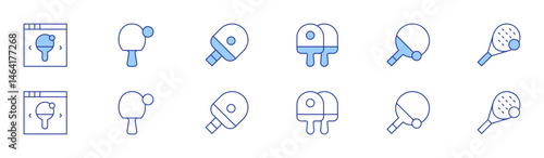 Tennis icon set in two styles, Duotone and Thin Line style. Editable stroke. onlineshop, tabletennis, pingpong, paddle