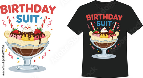 Birthday Banana Split Suit Celebration T-Shirt Graphic