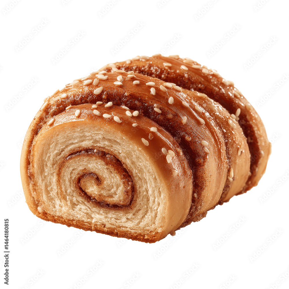 Fototapeta premium Delicious Cinnamon Roll with Sesame Seeds