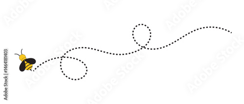 Flying Bee Icon on Stock Illustration. vector on dotted flying. vector illustration.