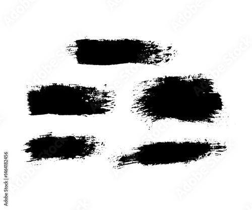 Collection of black textured brushstrokes