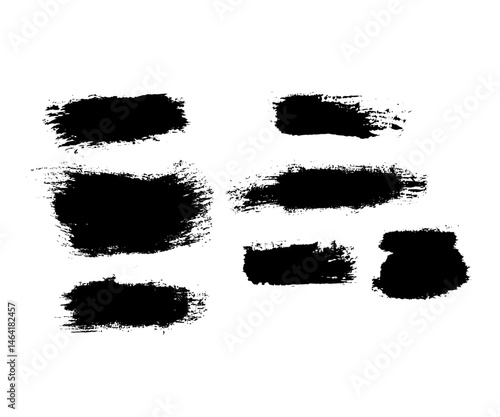 Collection of black textured brushstrokes