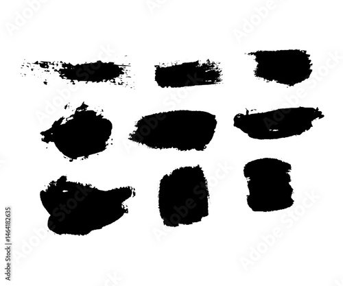 Collection of black textured brushstrokes