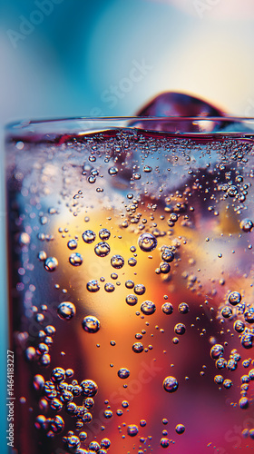 Obraz na płótnie Effervescent Refreshment: Bubbles and Shine in Refreshing Soda Photography w salonie