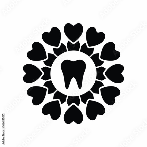 Tooth  Hearts Love Pattern icon silhouette vector illustration