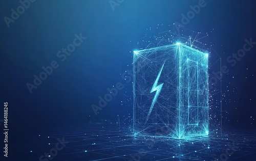 Futuristic Energy Cube Power Technology Innovation Digital Network Electricity Abstract Blue Glow