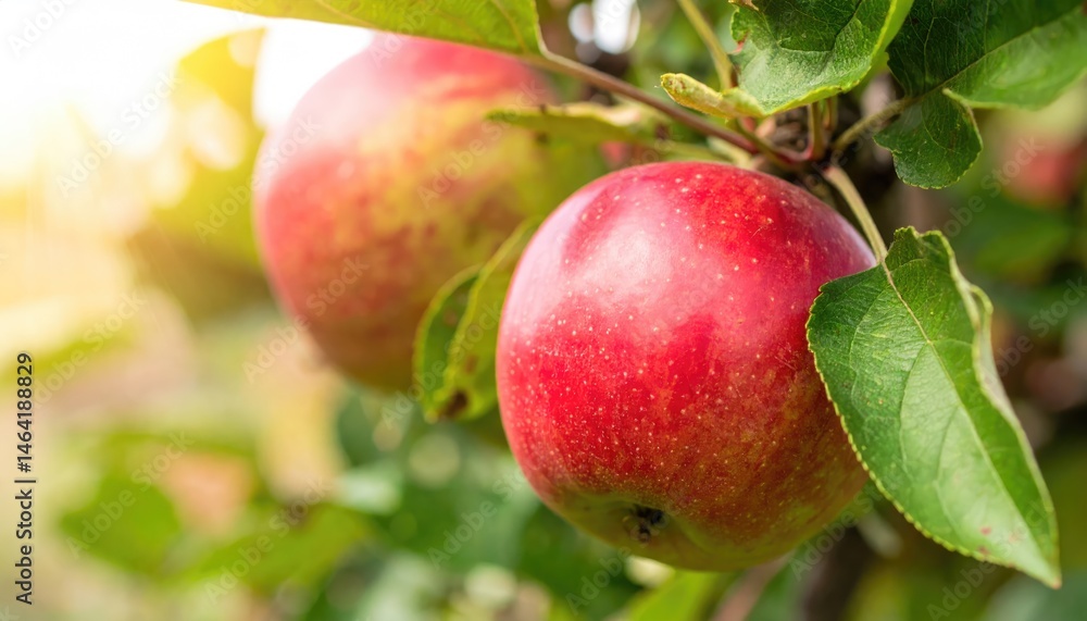 Luscious Apples: A close-up shot reveals the vibrant allure of ripe, red apples, their surfaces gleaming enticingly amid lush green foliage. Luscious Apples: A close-up shot reveals the vibrant allure of ripe, red apples, their surfaces gleaming enticingly amid lush green foliage.