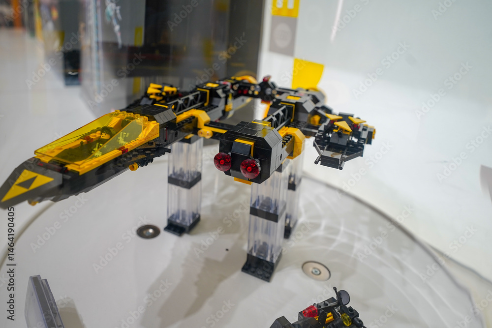 Naklejka premium Budapest, Hungary , 04 04 2025 : Lego store and collections on display