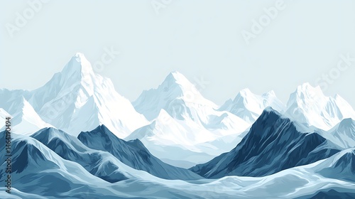 Wallpaper Mural Snowy mountain range against pale sky Torontodigital.ca