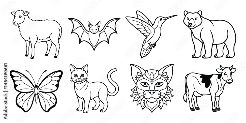 set of animals icons on white background
set of animals icons on white background