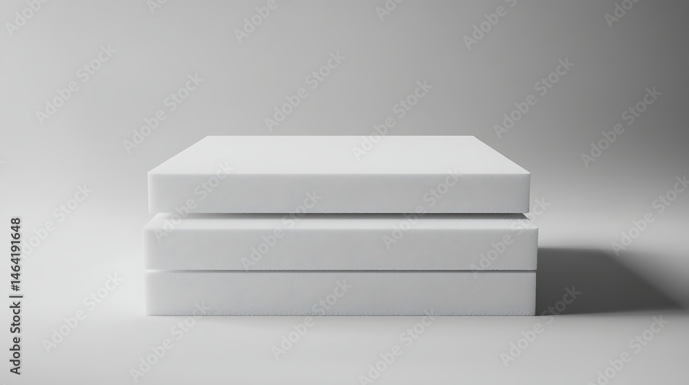 Stacked white rectangular blocks on plain backdrop Stacked white rectangular blocks on plain backdrop