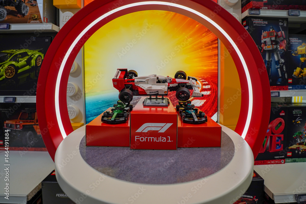 Fototapeta premium Budapest, Hungary , 04 04 2025 : Lego store and collections on display