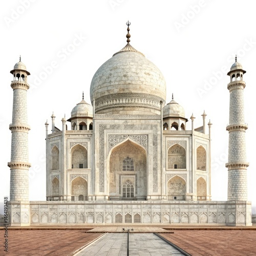 taj mahal isolated on white background