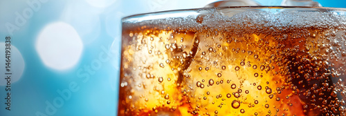 Obraz na płótnie Effervescent Refreshment: Bubbles and Shine in Refreshing Soda Photography w salonie