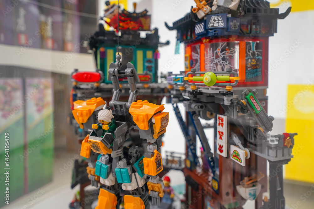 Fototapeta premium Budapest, Hungary , 04 04 2025 : Lego store and collections on display