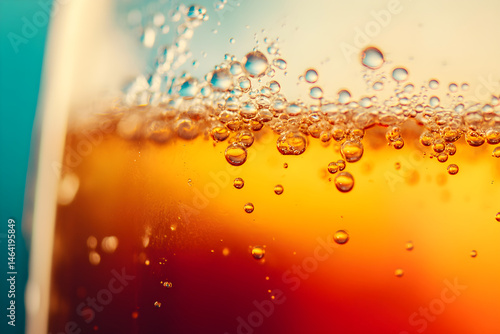 Obraz na płótnie Effervescent Refreshment: Bubbles and Shine in Refreshing Soda Photography w salonie