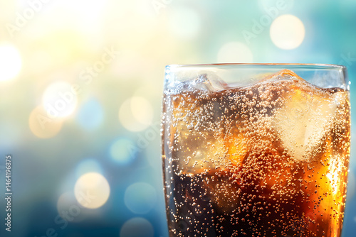 Obraz na płótnie Effervescent Refreshment: Bubbles and Shine in Refreshing Soda Photography w salonie