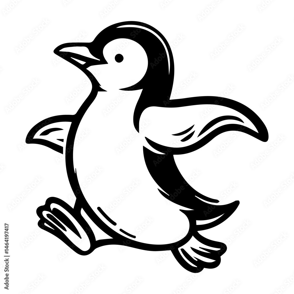 Obraz premium Leaping Penguin Illustration