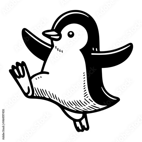 Leaping Penguin Illustration