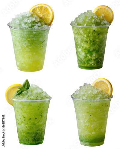 Basil Lemonade Slush, Plastic Cup, Crushed Ice
