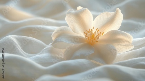 Serene White Bloom on Draped Fabric with Soft Light bloom soft serene fabric light white flower calm