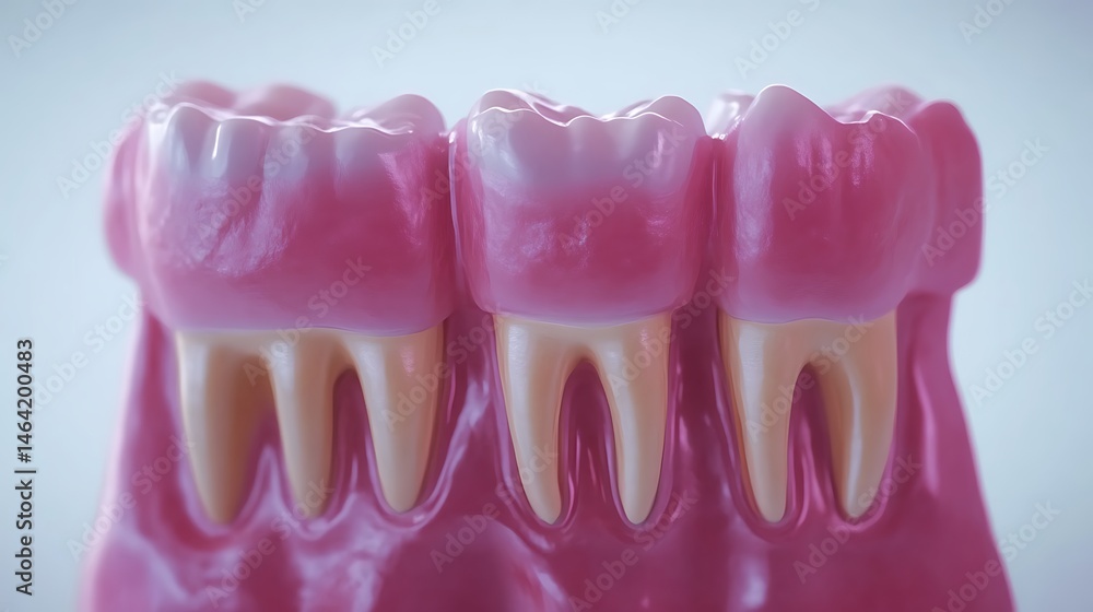 Obraz premium A close up picture showing three teeth in a model