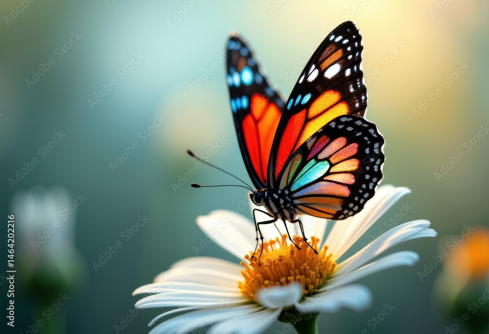 custom made wallpaper toronto digitalColorful butterfly perched on a daisy flower in soft sunlight