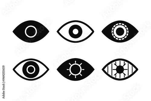 set of Eye icon silhouette vector illustration