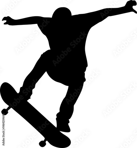 Skater solid black silhouette isolated on white background