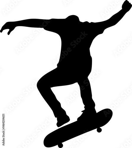 Skater solid black silhouette isolated on white background