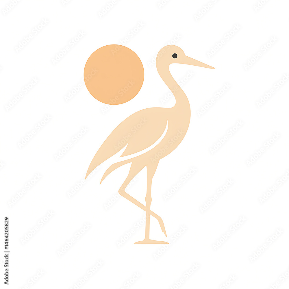 Obraz premium Flat and Minimal crane mascot logo icon design of silhouette on white background