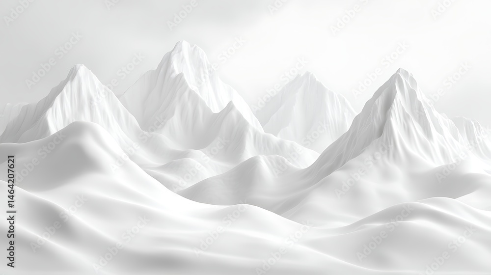 Fototapeta premium White mountains landscape illustration