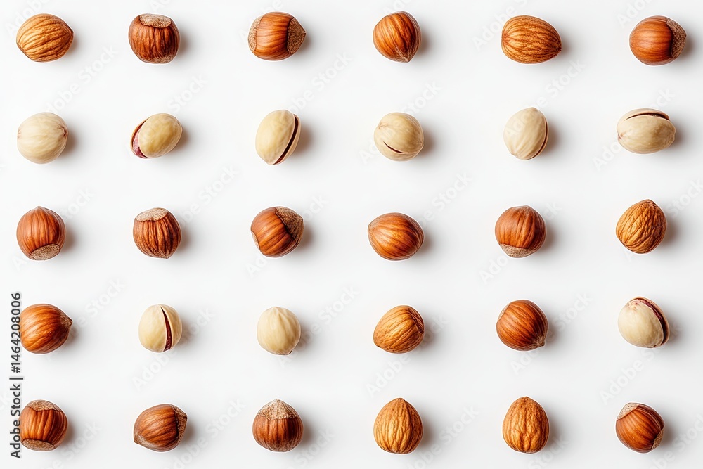 Hazelnuts and Pistachios Arranged Hazelnuts and Pistachios Arranged