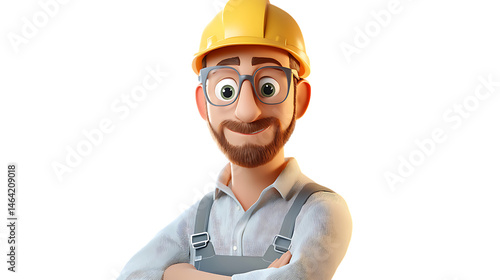 3d cartoon portrait of old man with white background