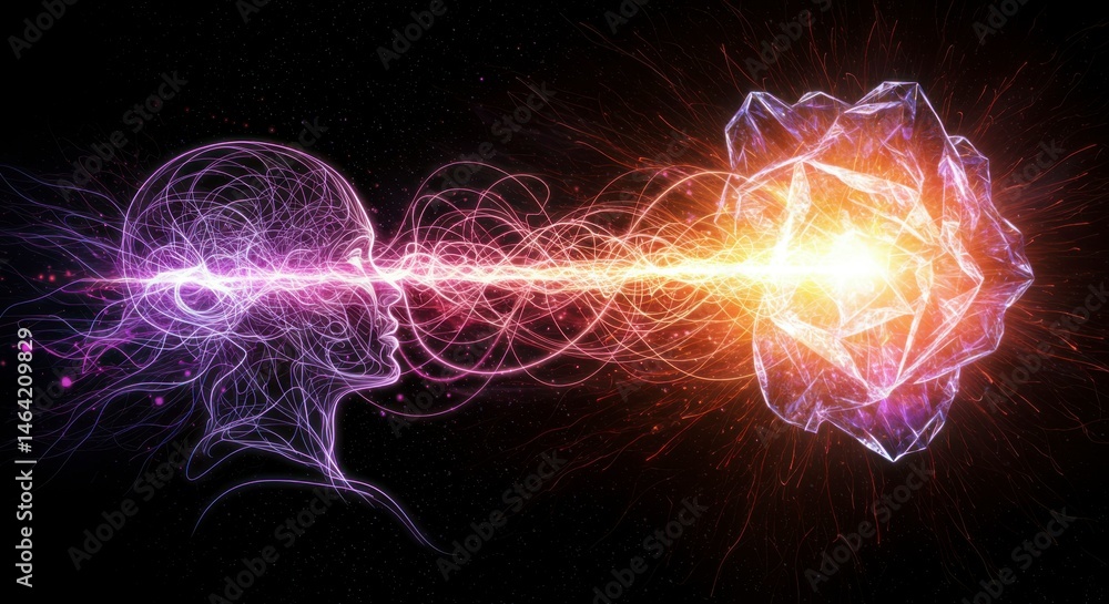 Abstract energy exchange between mind and crystal Abstract energy exchange between mind and crystal