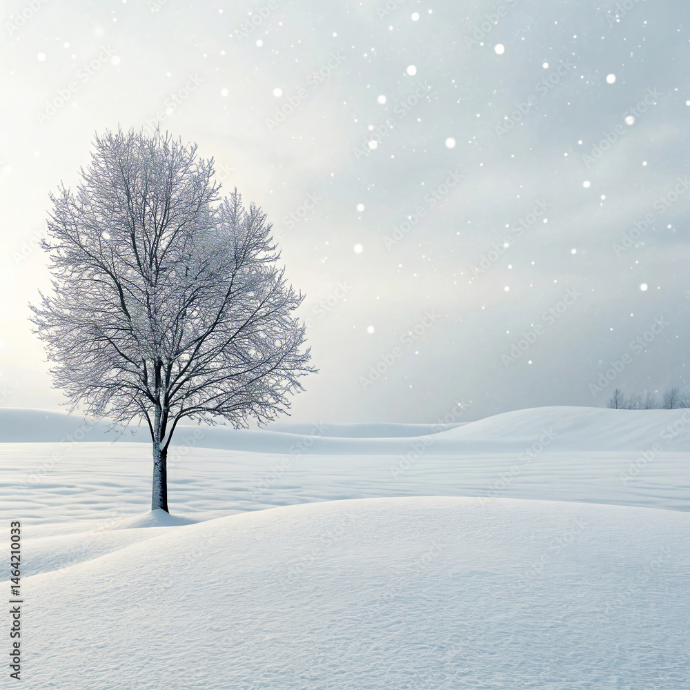Fototapeta premium Snowy Minimalist Background with Quiet 3D Design Aesthetic