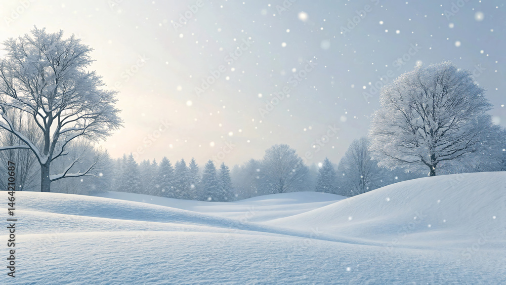Snowy Minimalist Background with Quiet 3D Design Aesthetic Snowy Minimalist Background with Quiet 3D Design Aesthetic
